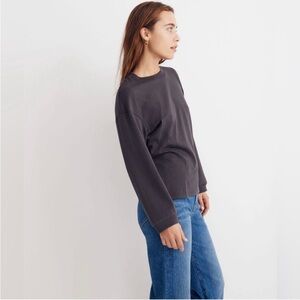 Madewell Cotton Essentials Long Sleeve Tee Dark Gray Size Extra Small